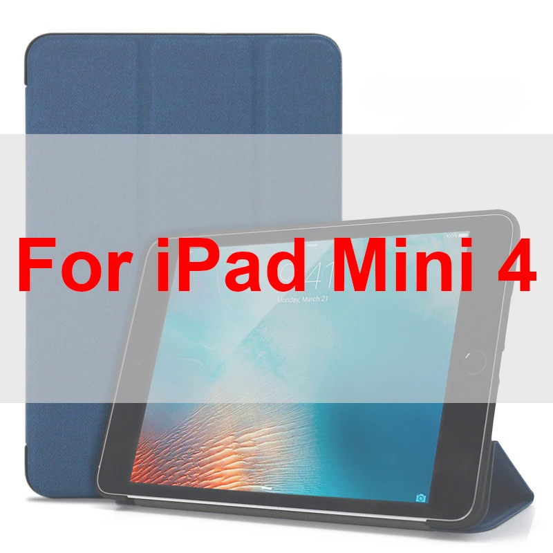 Mini 4 blue Ультра тонкий легкий умный чехол для iPad Mini 1 2 3 4 5 Trifold подставка подкладка из микрофибры чехол для iPad mini4 mini5 чехол Funda - Цвет: Mini 4 blue