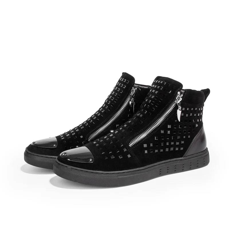 Дизайнерские мужские Повседневные Вечерние ботильоны в английском стиле; обувь из мягкой кожи; черные туфли на плоской подошве; обувь на платформе с круглым носком; botas masculina