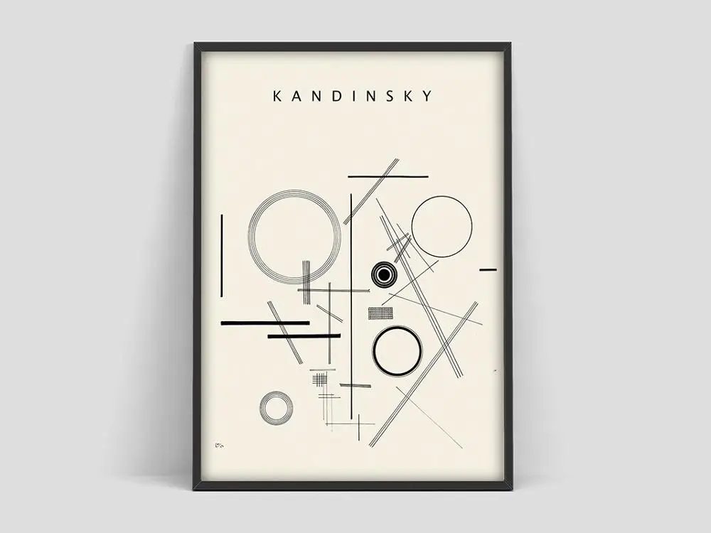 Kandinsky Póster blanco y negro, boceto Kandinsky y Arte Blanco