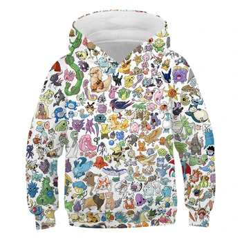 

New 3D Cartoon Anime Pikachu Boys Girls Hoodies Children's Cartoon Pokemon 3D Print Sweatshirts Fashion Kids Tops Costume