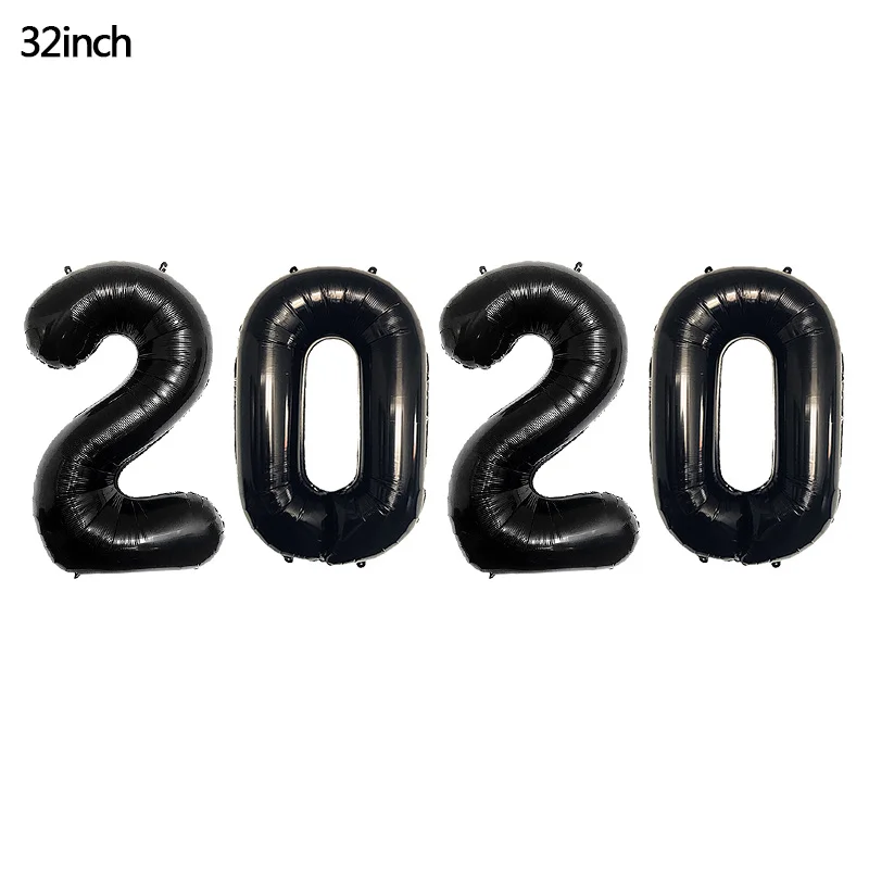 32inch black 2020 1 комплект, черный, золотой надувной Гелиевый шар с новогодним праздником, украшение для дня рождения, Детские фольгированные шары, свадебные, рождественские принадлежности - Цвет: 32inch black 2020