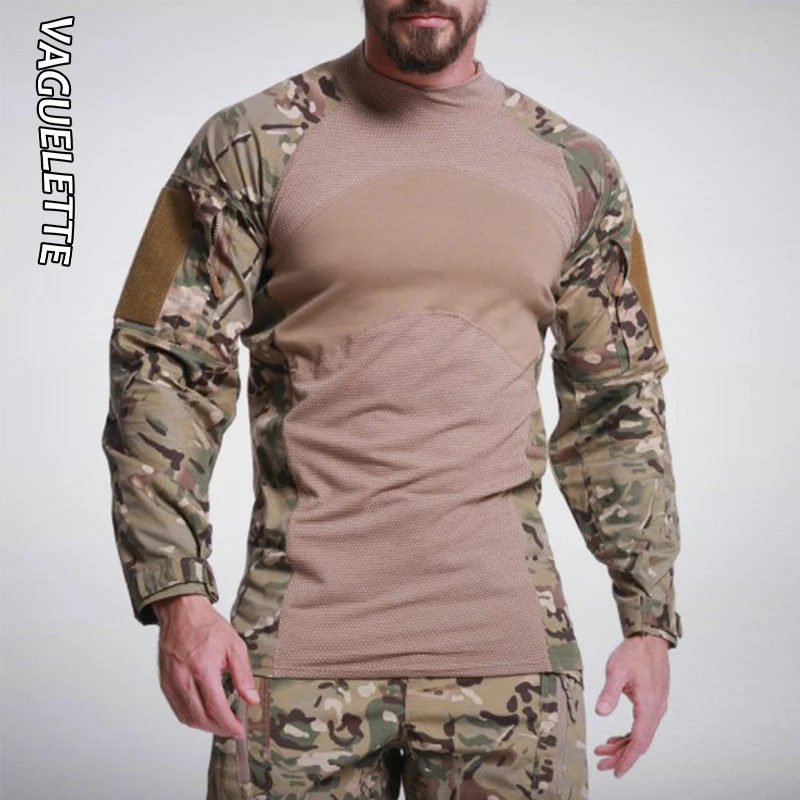 

Vaguelette Multicam Army Military TShirt Men With Pockets Camouflage Hunting Tactical T Shirt Men With Long Sleeve Tops