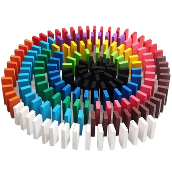 

Domino Blocks Set Colored Dominoes Kids Toys Educational Toys Wooden Domino Set for Children Gift