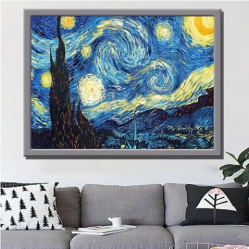 Home Decoration DIY 5D Diamond Embroidery Van Gogh Starry Night Cross Stitch kits Abstract Oil Painting Resin Hobby Craft | Дом и сад