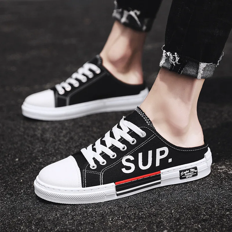 

Summer Slipper Men's Fashion Social Lively Fella Sandals Deft Online Celebrity Lazy Slipper Slip-on Canvas Sandals