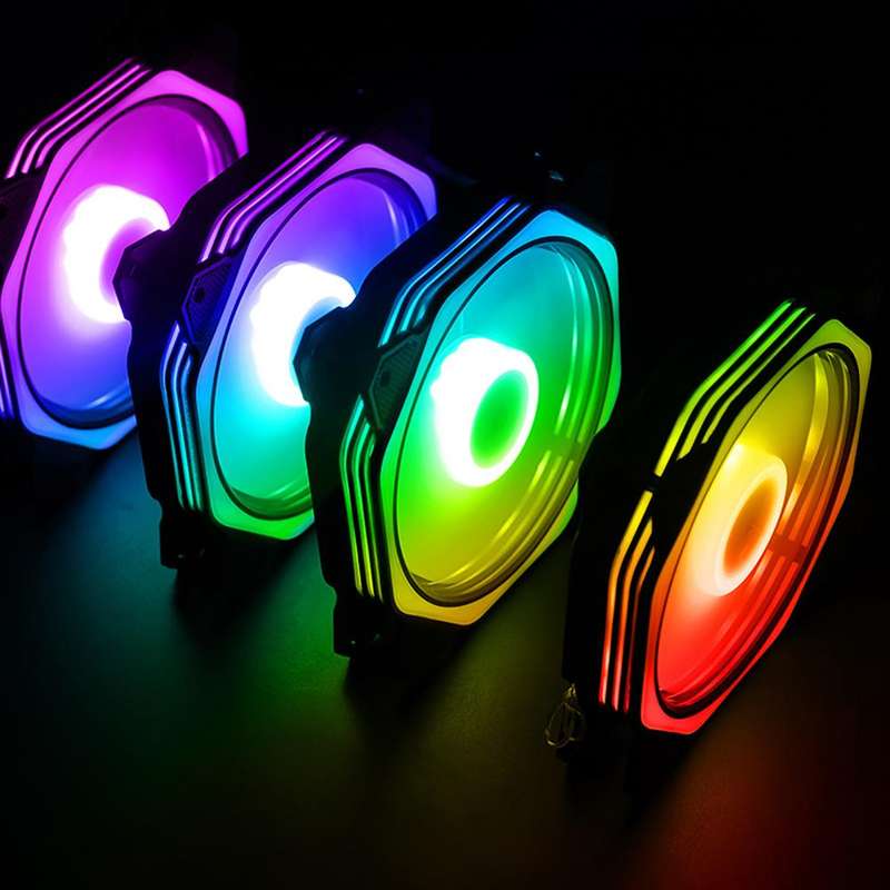 120mm 4pin RGB Case Fan Cooling Fans Colorful Blue Red White Fluid Bearing LED Computer Cooling Fan Radiator