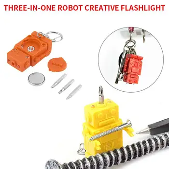 

Screwdriver Fold Screwdriver Portable Screwdriver Multi-Function Useful Durable Robot LED Flashlight Multicolor Tools Set
