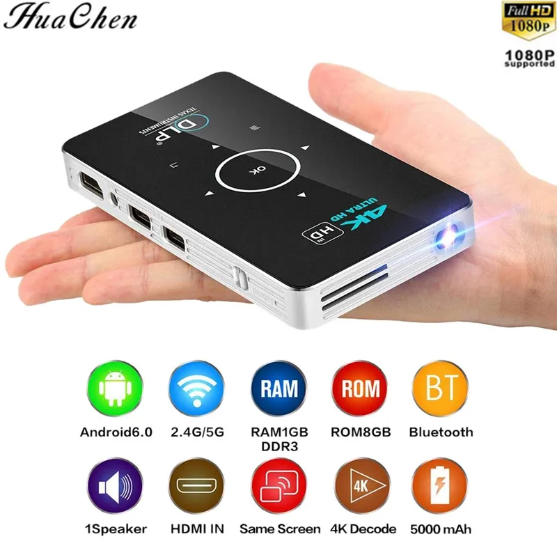 Проектор светодиодный HUACHEN C6 Mini 4K DLP Android Wi Fi Bluetooth 4 1|Аксессуары для проекторов| |