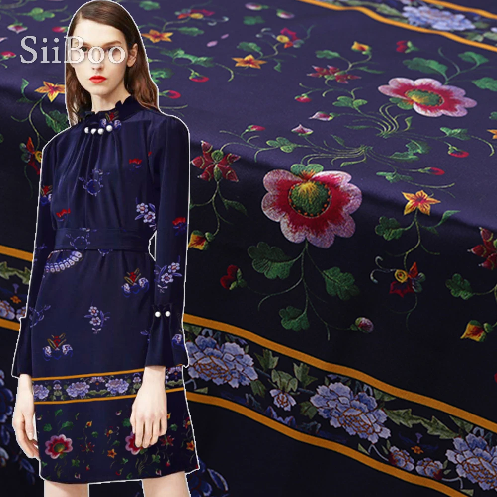 Италия элегантная цифровая Цветочная позиционная печатная 19 мм толщина спандекс шелковая ткань для женщин по поту eveing dresss tecido SP5945