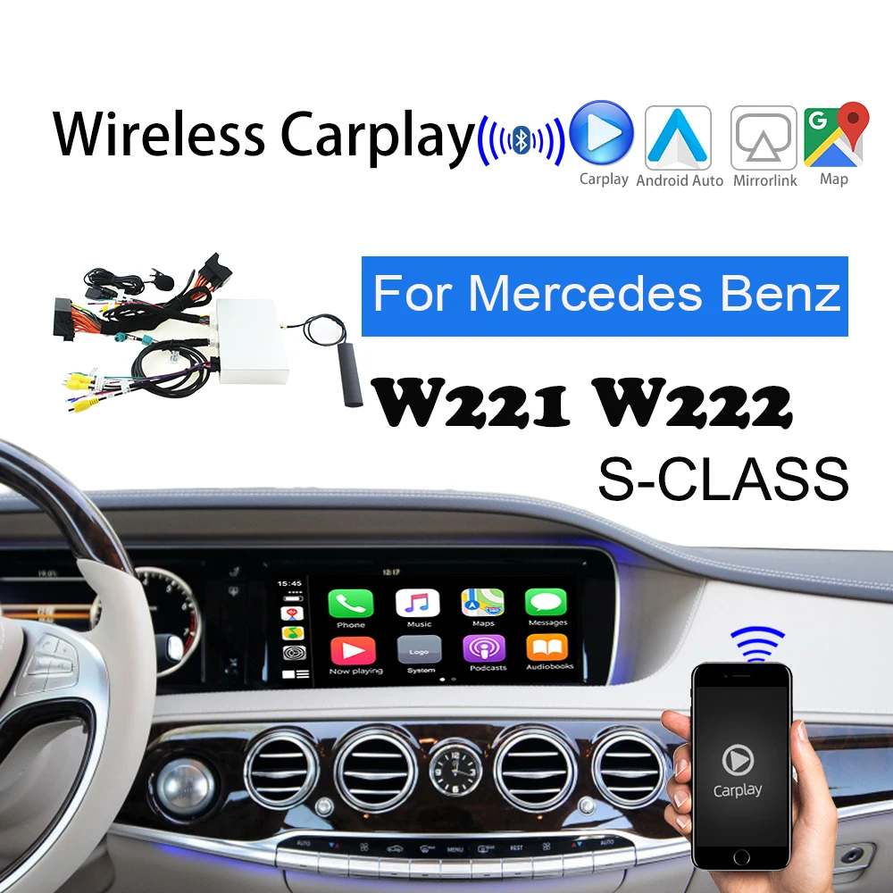 2-1 Wireless Apple Carplay for Mercedes W221 W222 S Class car play Suppor Andorid Auto Mirror Car Retrofit Reverse Camera Navigation