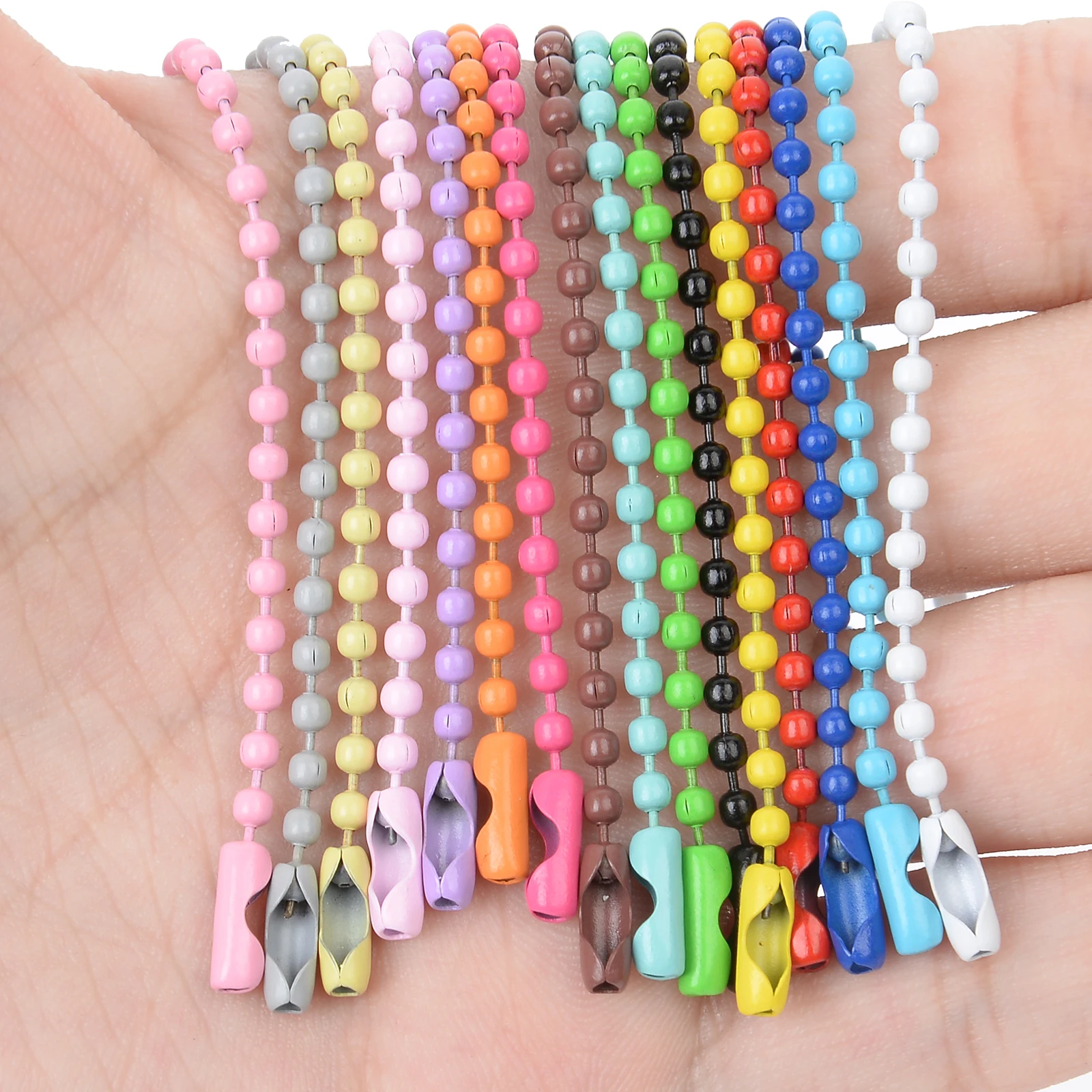 20Pcs17ColorsAlloyBallBeadChainforJewelryMakingNecklace