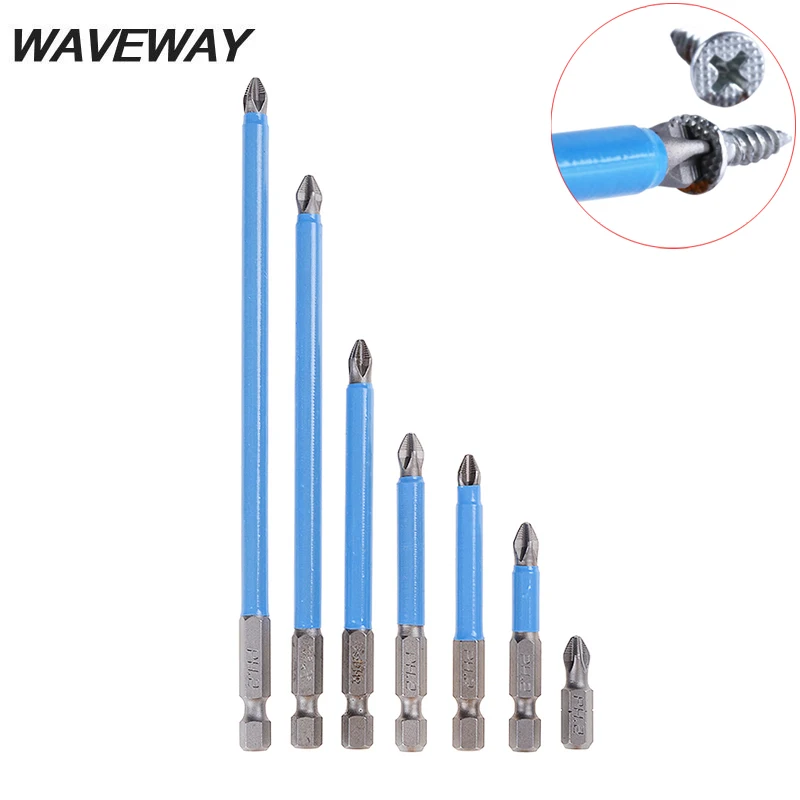 

WAVEWAY 25-150mm Magnetic Hex Anti Slip S2 Screwdriver Bit Set Long Screw Nut Torx PH2 For Electric Screwdriver