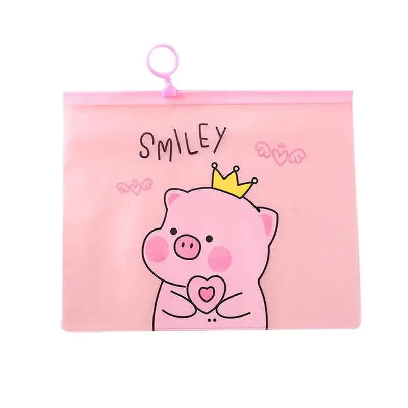Kawaii ПВХ сумки для документов мультфильм свинья файл папка карандаш кольцо файл сумки контракт канцелярские сумки бумага для органайзера Чехол Держатель E6X9