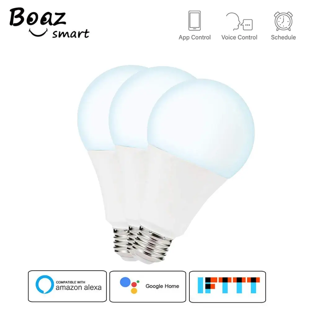 

Boaz Smart E27 lampada led bulb Wifi APP Remote Control Energy Saving Light Color Changing Voice Control by Alexa Google Home