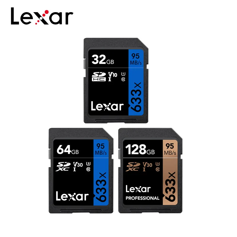  Lexar Professional 633x Memory Card 32GB U1 SDHC 64GB 128GB U3 SDXC High speed 95MB/s SD Card for D