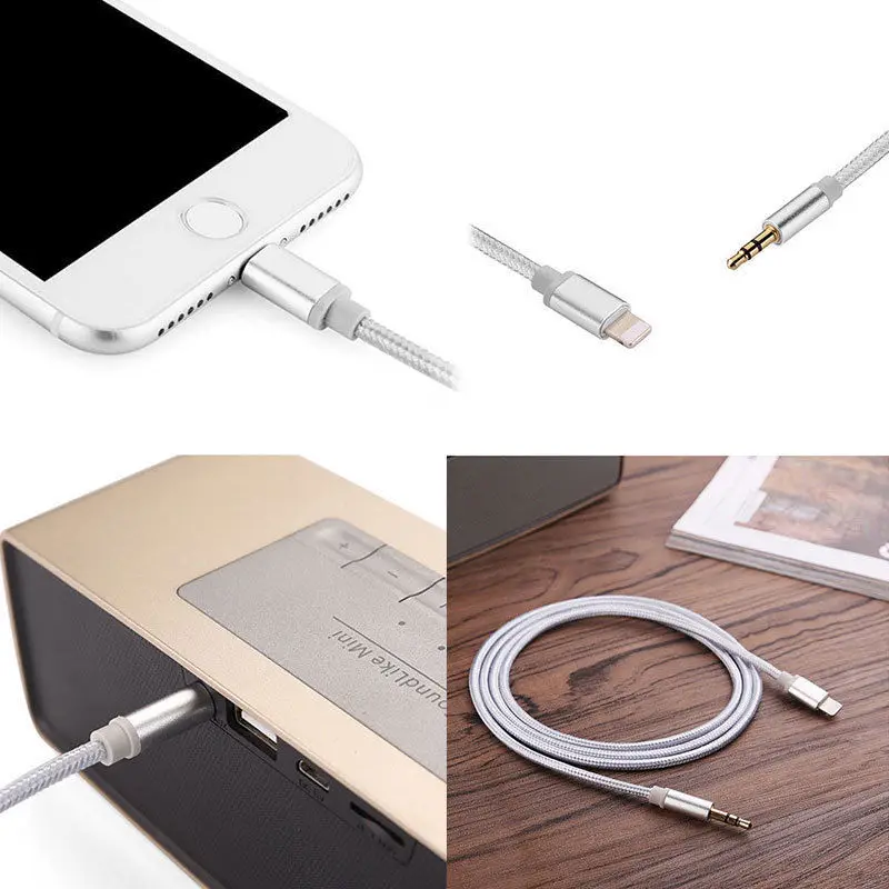 1 м для Lightning/AUX кабеля, автомобильный конвертер, 3,5 мм разъем, кабель для наушников, Aux линия, аудио адаптер для наушников для IPhone, IPad, IOS