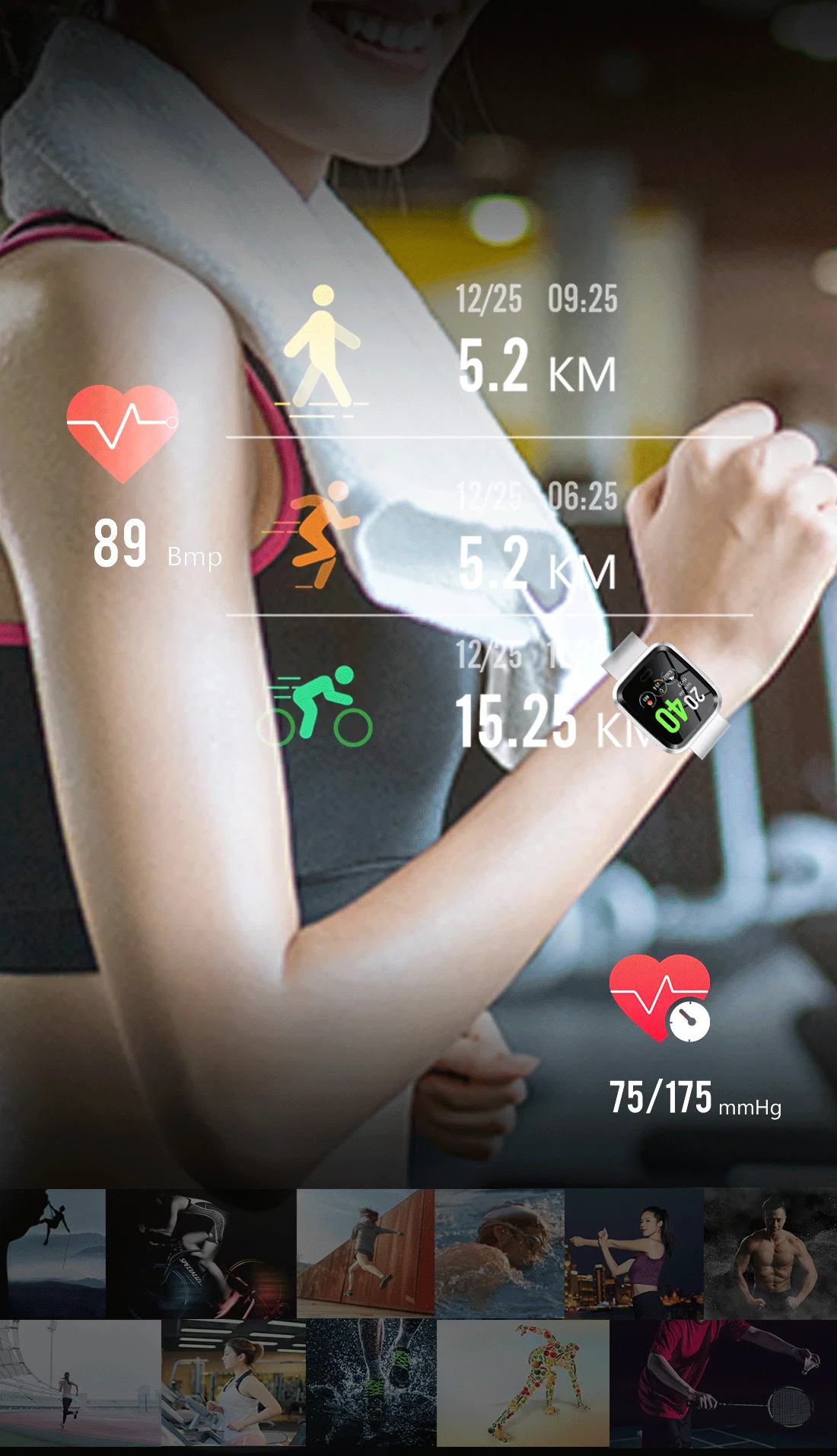 BingoFit Смарт-часы кардио-браслет плюс русский фитнес-трекер водонепроницаемые Смарт-часы для женщин Smartband часы кровяного давления