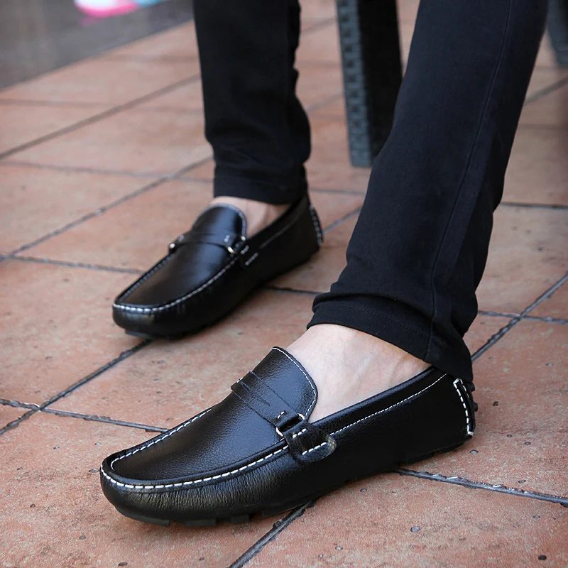 Big Size 38~47 Men Loafers Leather Driving Shoes Fashion Male Boat Shoes Brand Men Moccasins Casual Shoes Male Flat Shoes White - Image 5