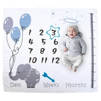 1 Set Baby Monthly Record Growth Milestone Blanket Newborn Photography Props Accessories Cartoon Printing Background 1