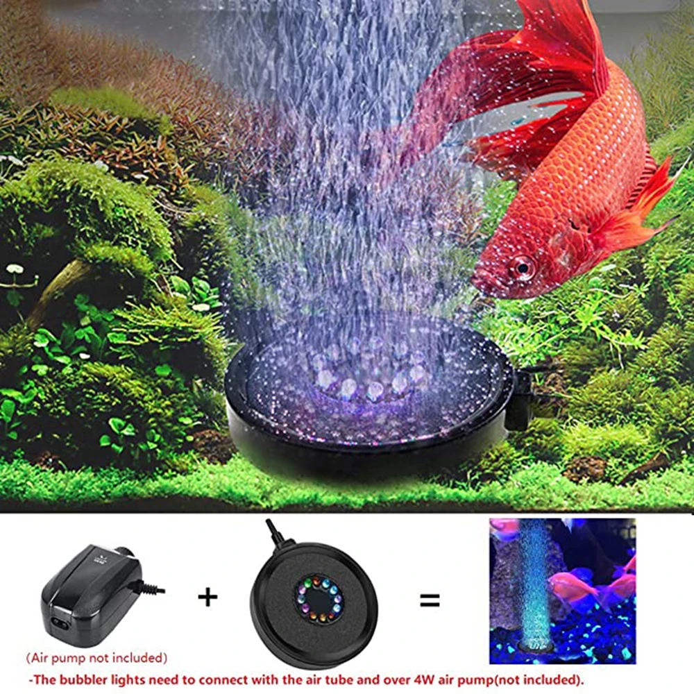 Terkagum Kagum 12 Led Akuarium Lampu Bawah Air Udara Gelembung Lampu Bulat Tangki Ikan Batu Disk Lampu Led Submersible Aquarium Dekorasi Uni Eropa Lightings Aliexpress Model lampu aquarium bulat