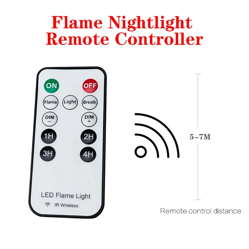LED Flame Effect Lamp USB Portable Remote Control Night Light Emulation Fire Flickering Lamp Atmosphere Decoration Night Lights 3