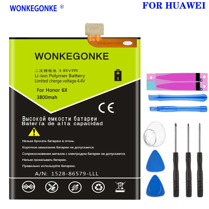 WONKEGONKE 3800mAh HB386483ECW + аккумулятор для Huawei honor 6X Maimang 5 G9 Plus MLA AL00 G9Plus|Аккумуляторы