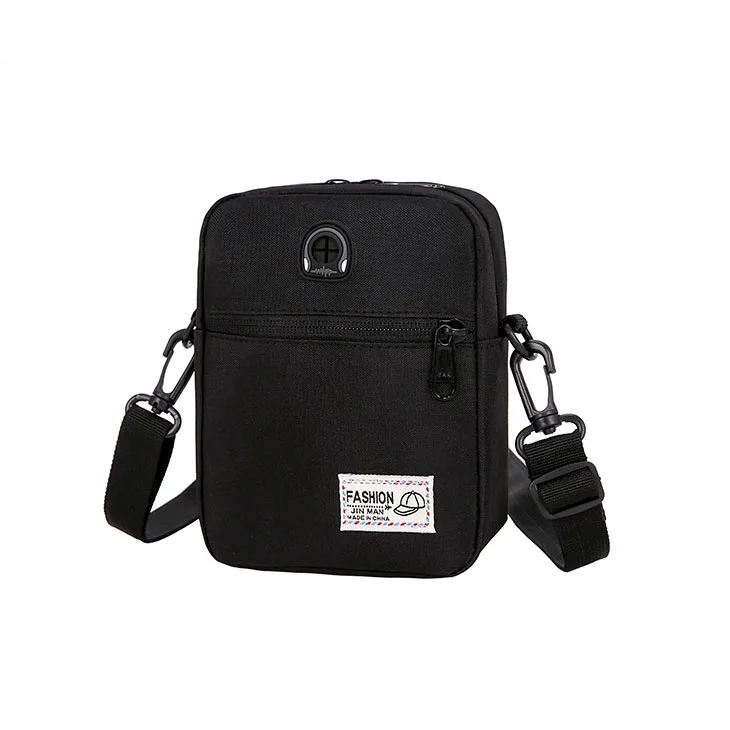 Multifunctional Black Men's Diagonal Shoulder Bag PVC Shoulder Bag