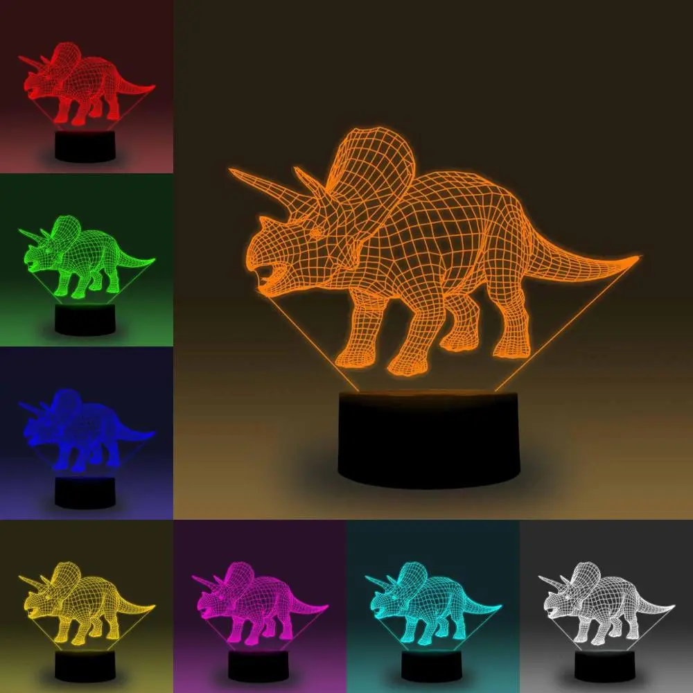 

NiteApps Dinosaur Triceratops 3D RGB LED Night Light Desk Table Illusion Lamp Holiday Birthday Gift APP/Touch Control