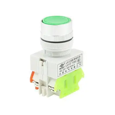 

660VAC 10A 1NO 1NC DPST Momentary Green Flat Push Button Switch