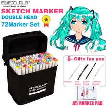 FINECOLOUR 36/48/60/72 Цвет набор маркеров для живописи двойной головкой на спиртовой основе эскиз Маркеры Ручка для картины художника Цвет дизайн маркер товары для рукоделия