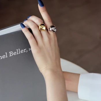 

Silvology 925 Sterling Silver Glossy Irregular Rings Mushroom Shape Unique Concave Open Rings for Women Minimalist Jewelry Gift