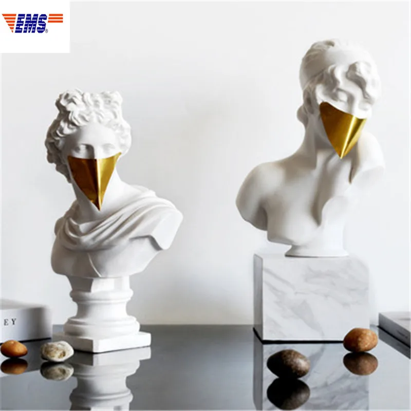 

Modern Simple Apollo Gold Mask Face Mask Resin Half-Length Portrait Sculpture Action Figure For Living Room Decorations X2772