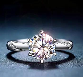 

Eternal With Certificate Whole 925 Solid Silver Rings Women Luxury Style 1ct Zirconia Diamond Fine Jewelry Anniversary Ring