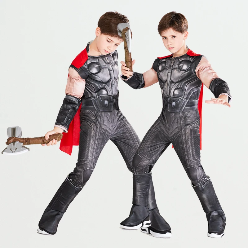 Super Hero Kids Adults Muscle Thor Cosplay Costumes Clothes With Harmmer Avengers Child Stormbreaker Halloween Costumes