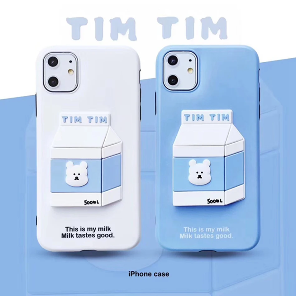 New Cartoon Bear Milk Phone Case For iPhone 11 Pro X XS MAX XR Fashion Soft Silicone Cover 7 8 6 6S Plus Coque | Мобильные телефоны