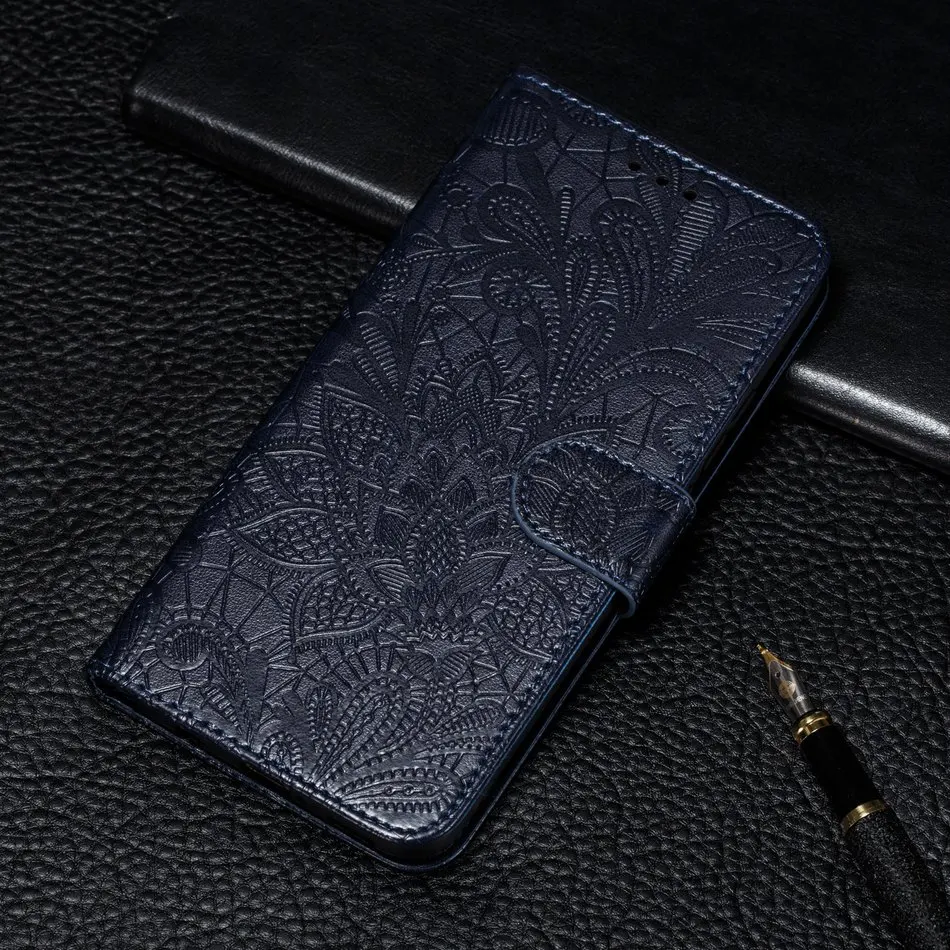 Dark Blue Милый кошелек для Redmi Note 7 6 Pro 6A Go K20 A2 Lite для Xiaomi 9 SE 8 Lite элегантный кружевной кожаный чехол-книжка откидная крышка для телефона P13F - Цвет: Dark Blue