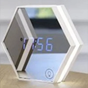 

Mirror Alarm Clock USB Charging LED Table Lamp Brightness Digital Clocks with LED Night light Thermometer Function