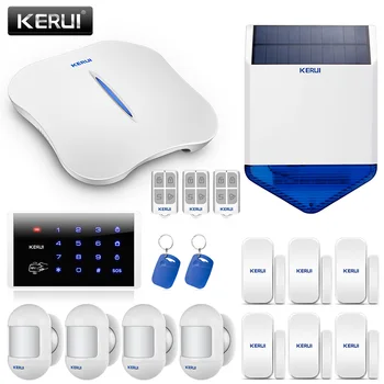 

KERUI W1 WIFI PSTN Alarm System Home Alarm Security kit Wireless Keypad Rfid Remote Control Solar Wireless Siren