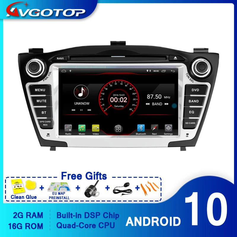 AVGOTOP Android 10 4 Гб + 64 ГБ Автомобильный DVD плеер для HYUNDAI IX35 2009 2013 IPS HD экран