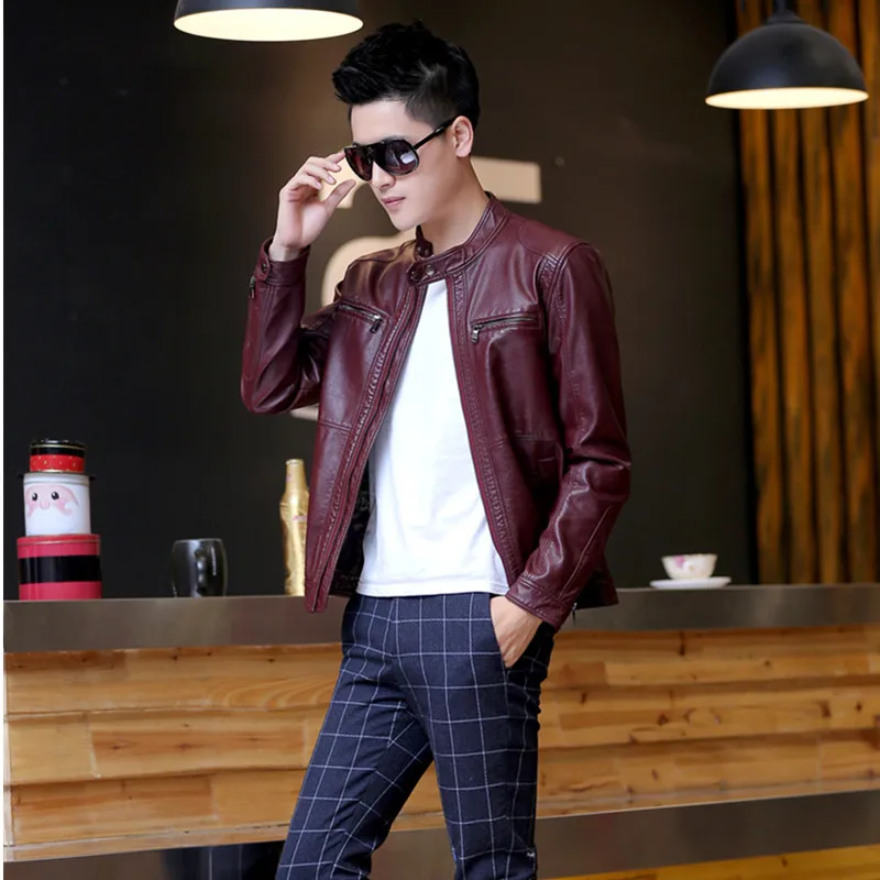 

2020 Men Jackets Spring Autumn Imitation Sheepskin Male Motorcycle Leather Jacket Plus Size 5XL HJ210