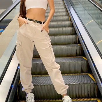 

2019 Autumn Corduroy Large Pockets Casual Cargo Pants High-Waist Beam Leg Pants