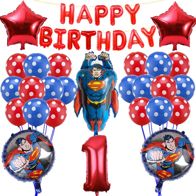 Super Héros Decoration Anniversaire Super Heros Ballon d'anniversaire  Bannière de Joyeux Anniversaire