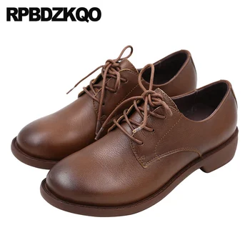 

black chinese flats lace up ladies italian genuine leather china designer shoes women luxury 2019 round toe oxfords runway brown