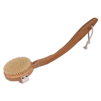 

1PC Bamboo Body Brush Back Scrubber Long Handle Bath Shower Brush Natural Bristles Dry Skin Bamboo Wood