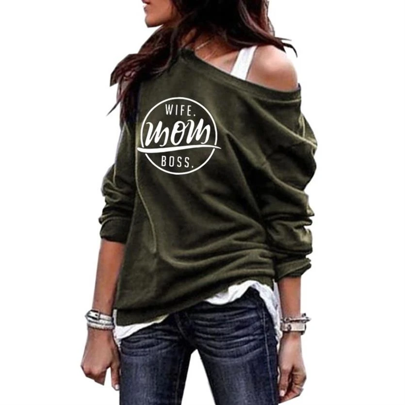 

Neck Shoulder Hoodies Neck Shoulder Hoodies Wife Mom Boss Letters Print Hoodies For Women Sweatshirt Femmes Kawaii