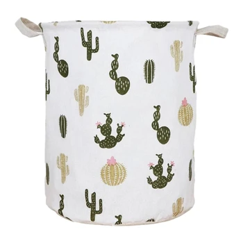 

Household Cotton and Linen Large Folding Cactus Fabric Dirty Clothes Basket Waterproof Toy Storage Bucket