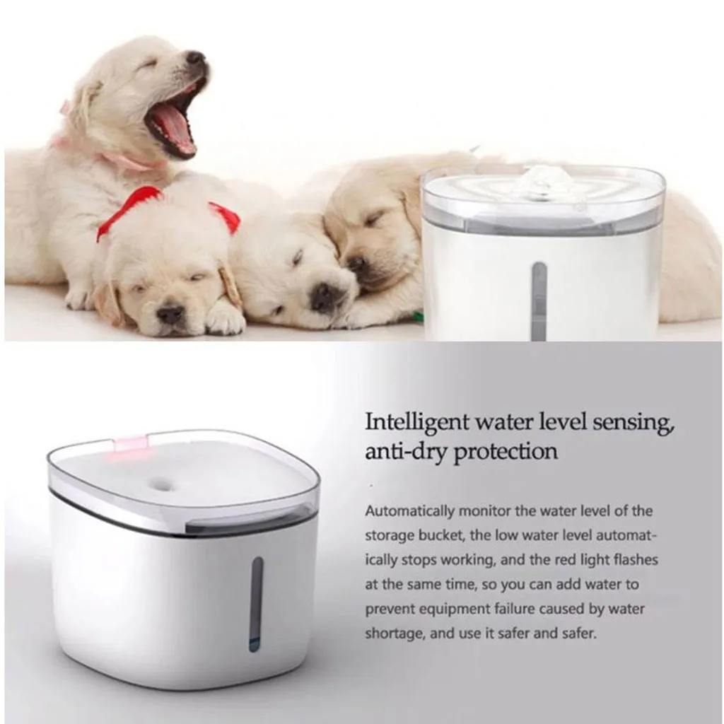 Cat Dog Drinking Water Fountain Automatic Pet Bowl Dispenser Drink Dish Filter 1.9L White Feeder Bowl Pet Drinking Dispenser
