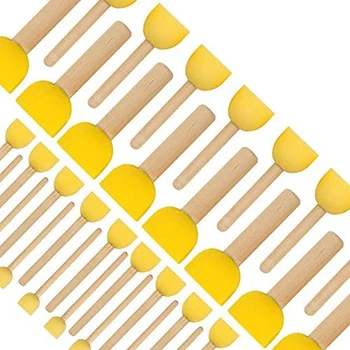 

80 Pcs Round Paint Foam Sponge Brush Set,Wooden Handle Foam Brush,Paint Tools for Kids, Painting Stippler,4 Size