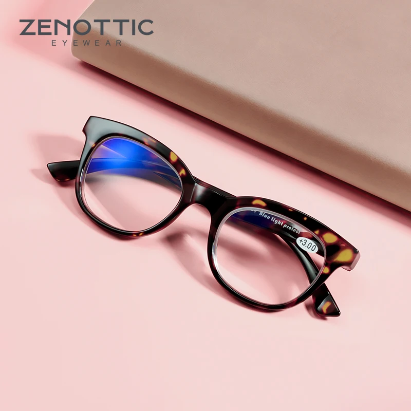 ZENOTTIC Vintage Cat Eye Anti Blue Light Glasses Women Anti Radiation Optical Myopia Eyeglasses Blue Blocking Tortoise Eyewear