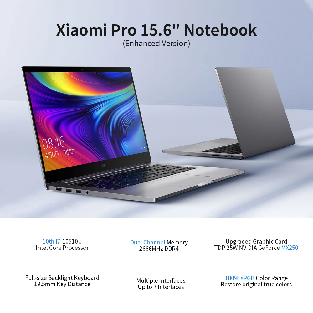 Ноутбук Xiaomi Pro с улучшенной версией 15 6 дюйма Процессор NVIDIA GeForce MX250 16 ГБ 1 ТБ